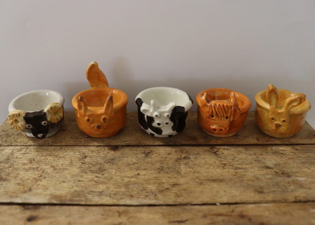 Ceramic farm animal egg cups