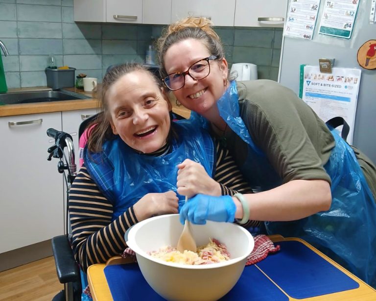Karen and Donna cooking