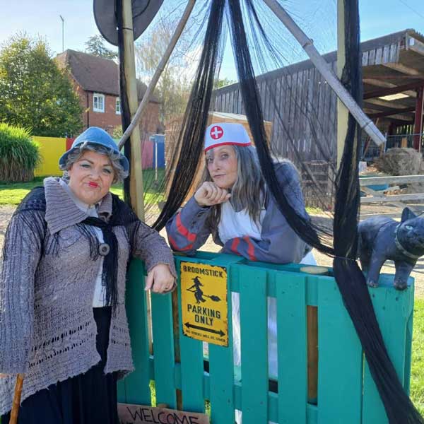 Effel Fartwaffer and her nurse at Halloween on the farm