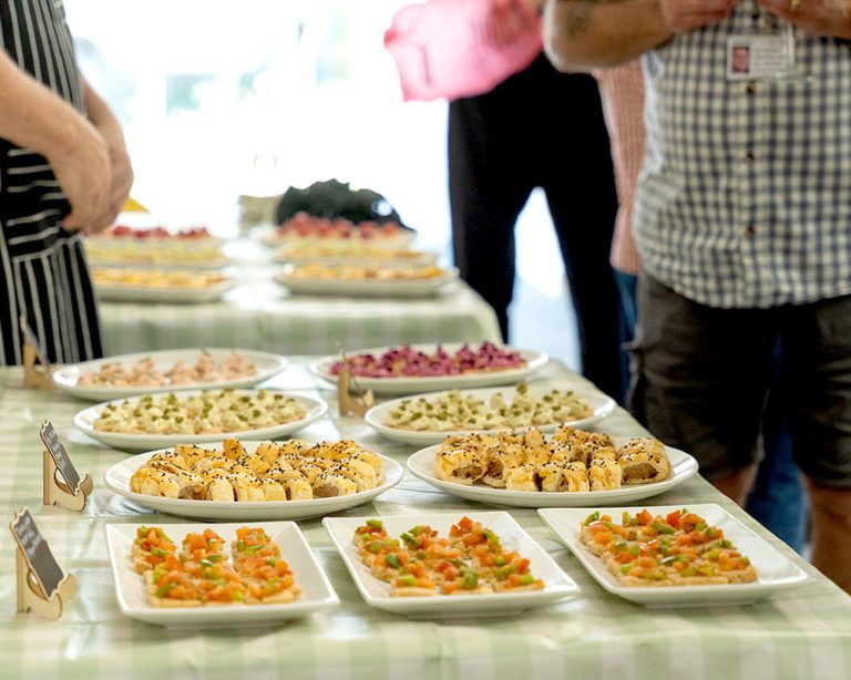 Buffet food made by students at the Inclusion Conference Centre